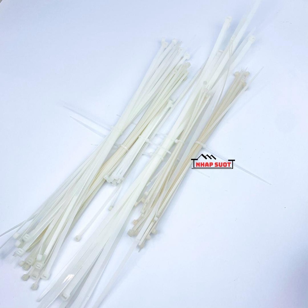 Dây rút lạt thít nhựa trắng 15cm 20cm 25cm 30cm 35cm 40cm 50cm dai bền, tiện lợi