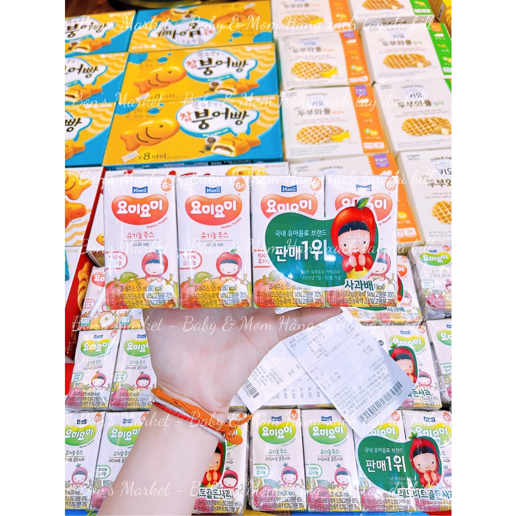 Nước ép hoa quả hữu cơ Maeil Hàn Quốc Yommy Yommy cho bé từ 6 tháng tuổi giá hộp 125ml