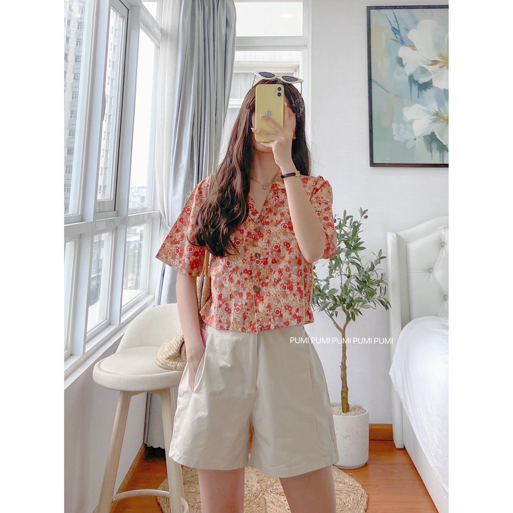 Áo SM hoa nút gỗ freesize Pumi