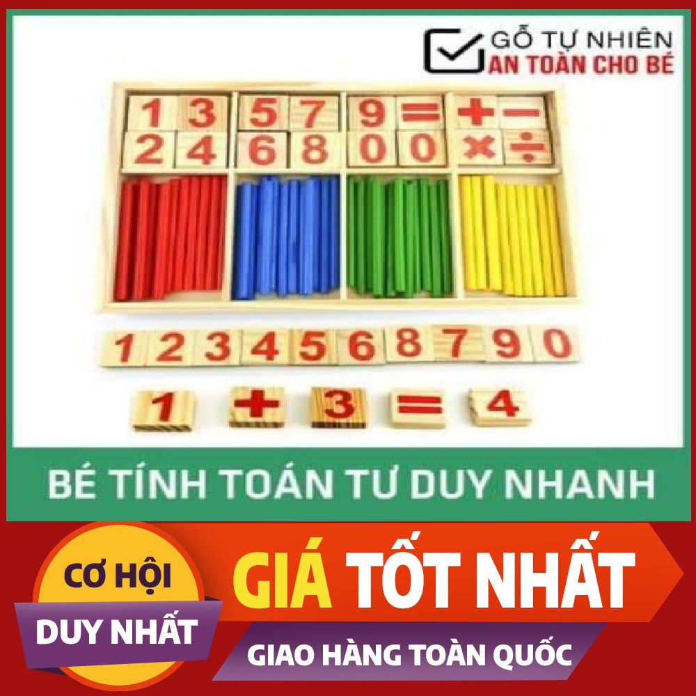 Đồ Chơi Thông Minh Bộ Que Tính Học Toán Bằng Gỗ Cho Bé Yêu