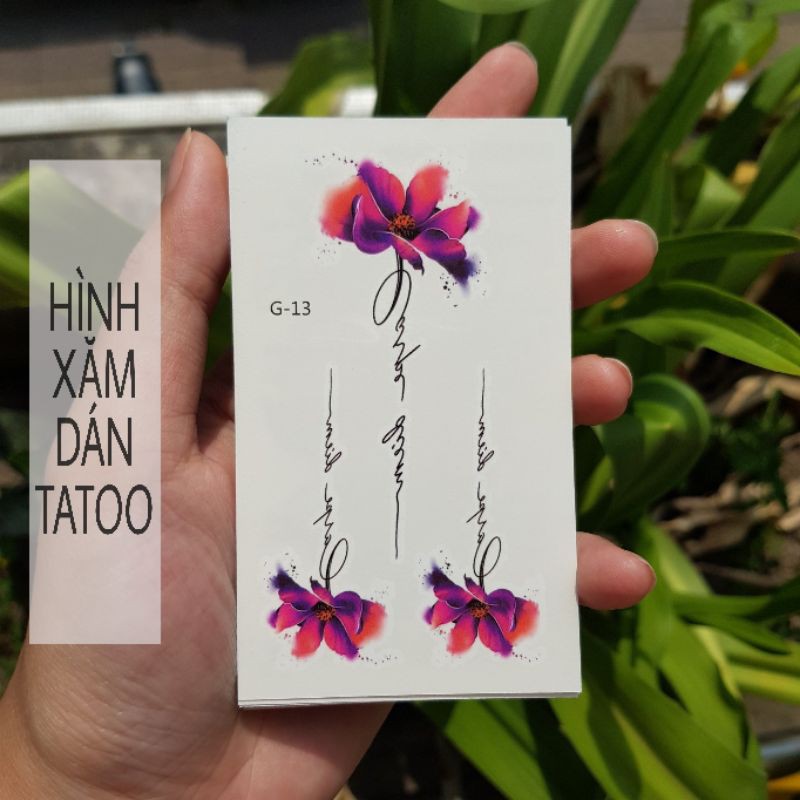 Hình xăm hoa chữ g13. Xăm dán tatoo mini tạm thời, size &lt;10x6cm