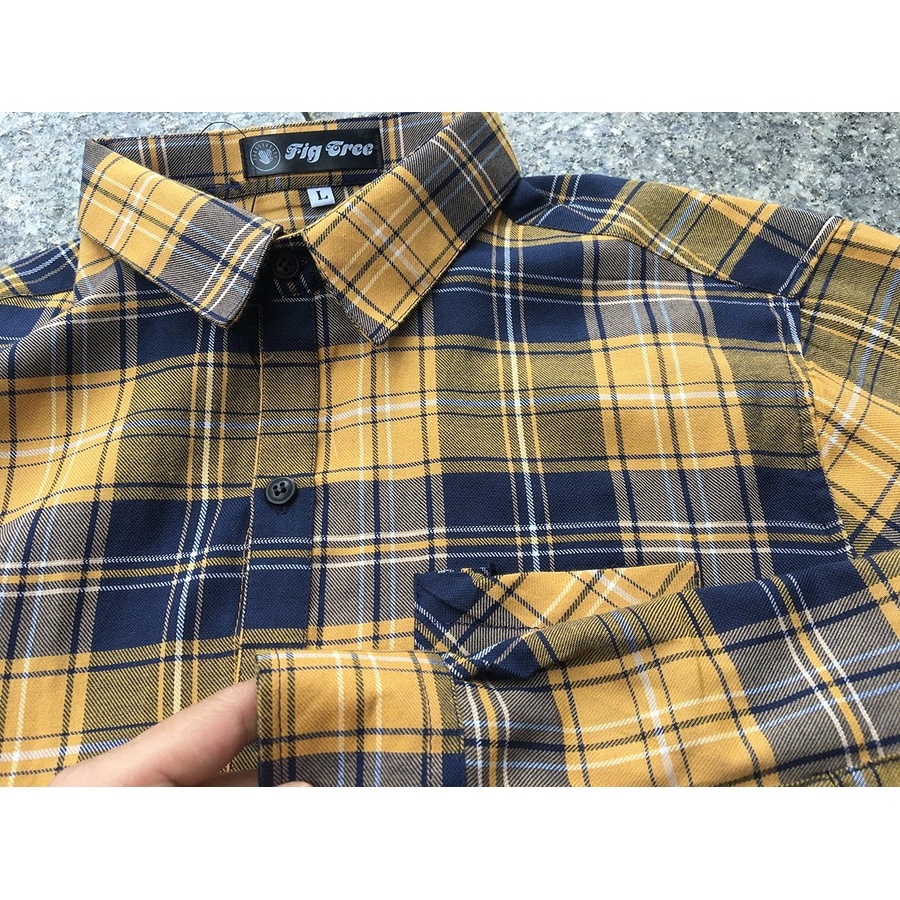 Áo Sơ Mi Cặp  Fig Tree Sọc Caro Vàng Hot New Mã 179B
