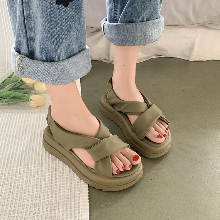 Sanđal nữ Đế Cao 5 cm Chất Da Siêu Mềm Đẹp Mới-Sandal Chun Xoắn Hot 2022