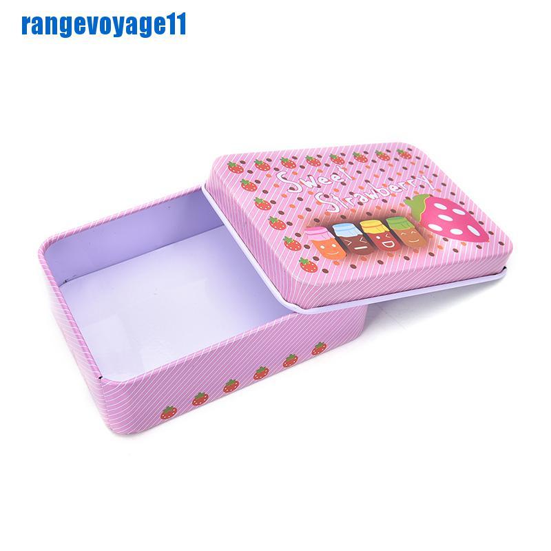 Hộp Thiếc Mini Hình Chữ Nhật In Họa Tiết Dễ Thương Tiện Dụng