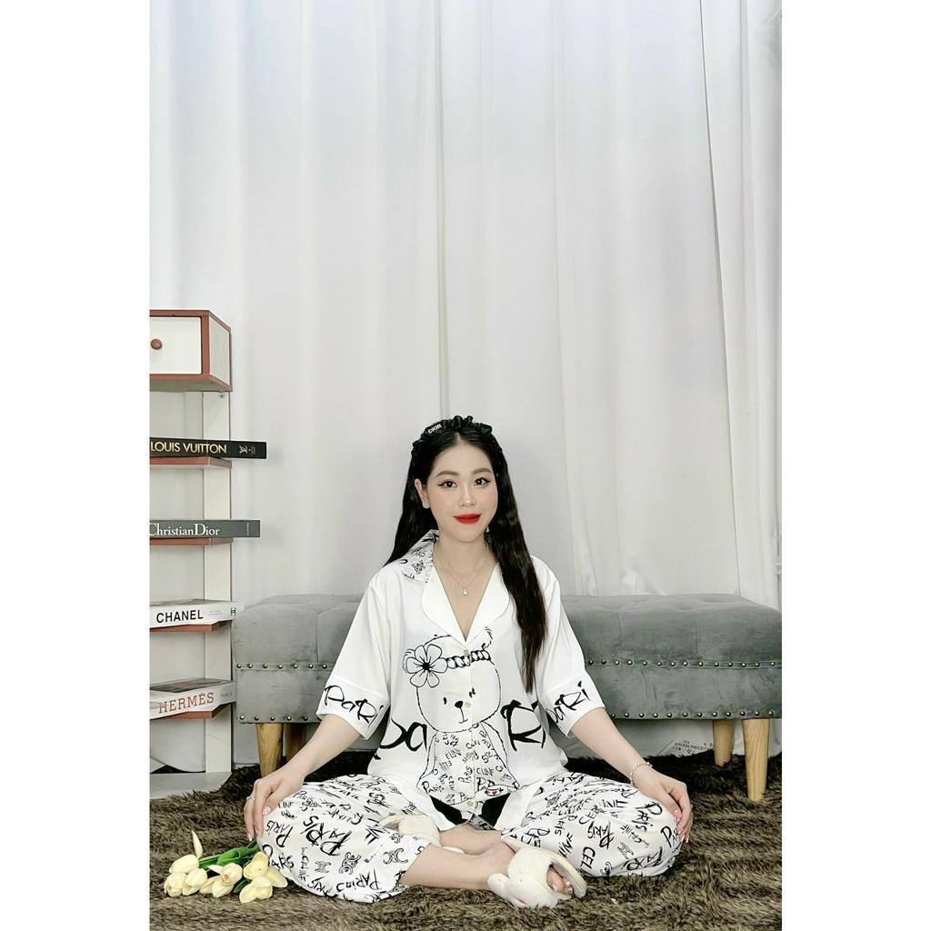 Đồ bộ nữ ANH MỸ pijama bigsize 60-75kg chất liệu lụa mango cao cấp tay ngắn quần dài BSMG-02