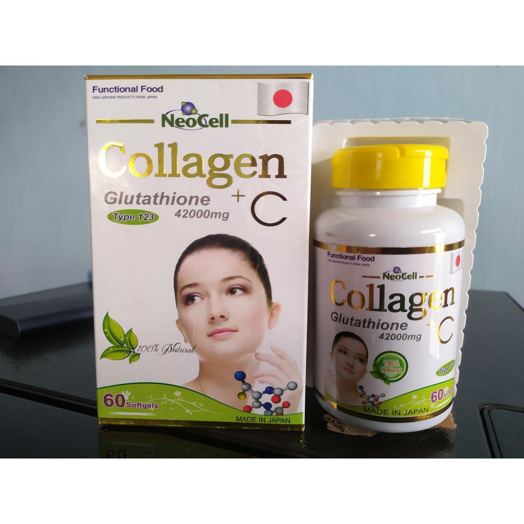 Collagen Glutathione C 42000mg làm đẹp da nám da vàng da chỗng lão hoá da hop 60vien