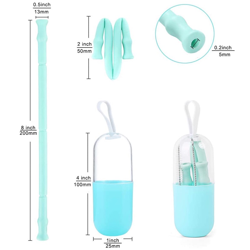 JOSMOMO Ống hút 1pc Silicone có thể tái sử dụng có thể gập lại Ống hút uống linh hoạt 4 Gói màu 20CM Ống hút với hộp đựng và bàn chải làm sạch Loại thực phẩm Silicone được phê duyệt PDA Miễn phí cho du lịch Văn phòng tại nhà