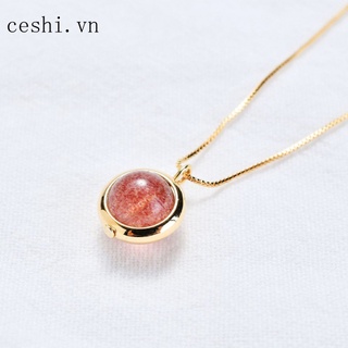 Pink crystal jewelry strawberry crystal necklace