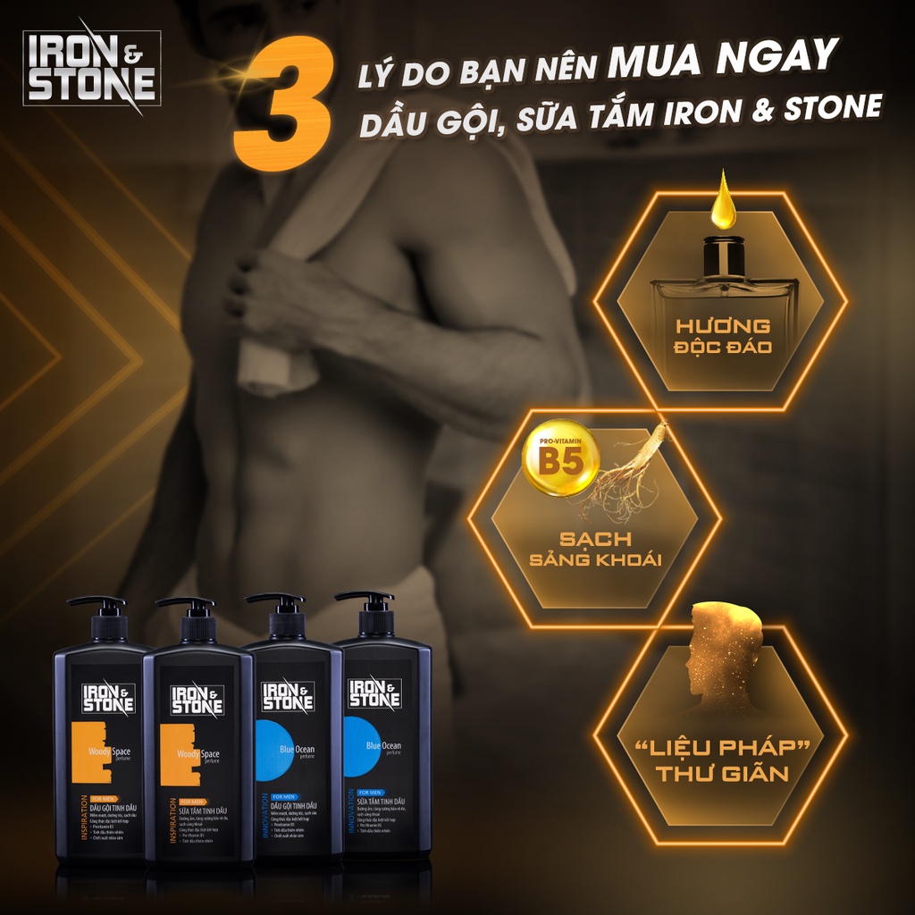 - Sữa tắm tinh dầu IRON & STONE Inspriration Hương Woody Space 650ml