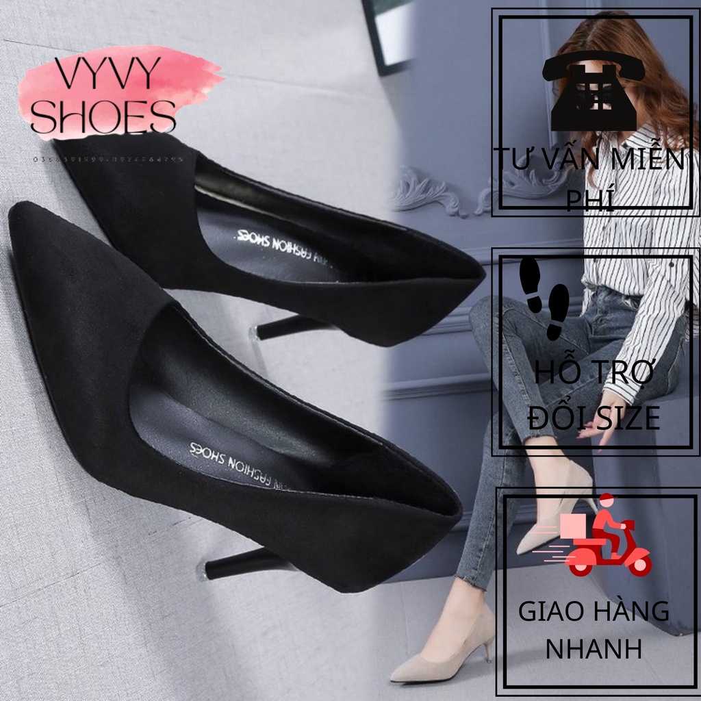 Giày cao gót công sở nữ 5 phân, 7 phân mũi nhọn gót nhọn thời trang đẹp cao cấp da mềm mại VYVYSHOES ( G-A15)