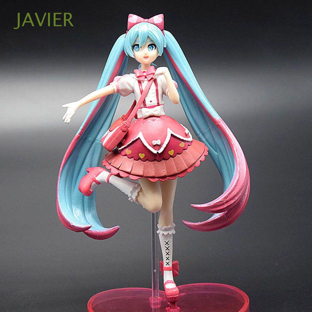 JAVIER Cute Miku Hatsune Action Figures PVC Doll Toy Figurine Model Miku Hatsune Lolita Desktop Ornaments Collection Model Dress Statue Miniatures