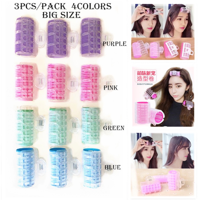 Set 3 Lô Uốn Tóc Tự Dính Bằng Nhựa Tiện Dụng Cho Nữ