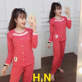 Đồ Bộ Mặc Nhà Chấm Bi Phối Ren Hót