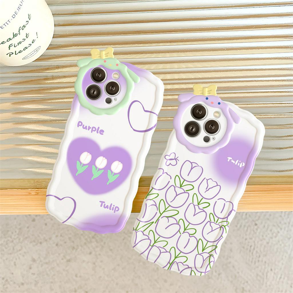 Ốp lưng iphone nơ lượn sóng Tulip Tím 6/6plus/6s/6splus/7/7plus/8/8plus/x/xs/11/12/13/14/pro/max/promax/plus/shin/case