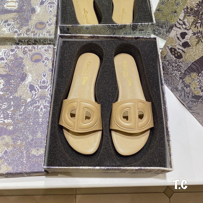 Dép lê D i o r da trơn mũi lợn fullbox
