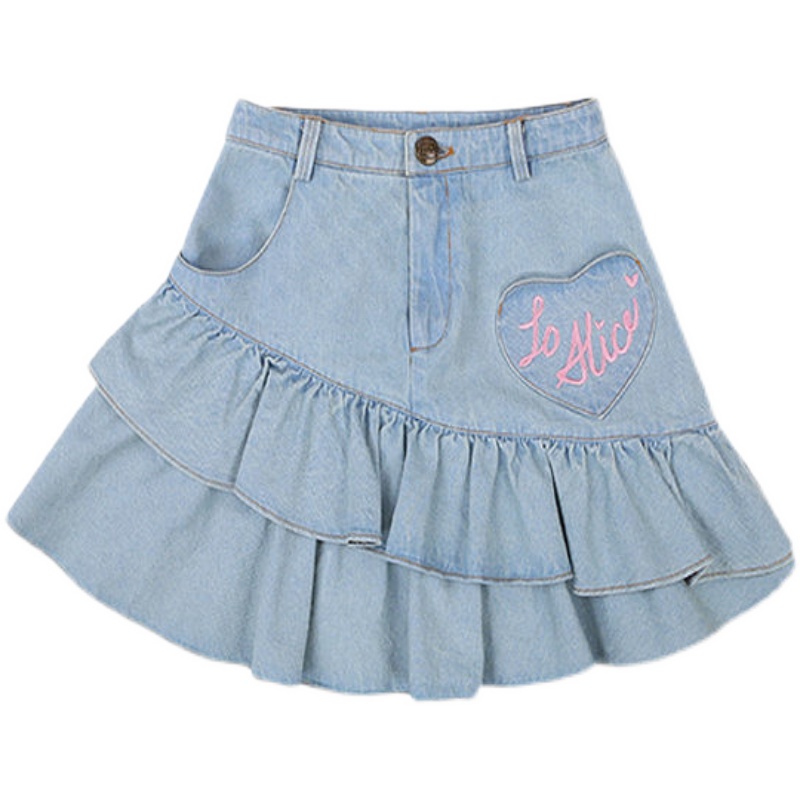 Chân Váy Denim Hoạ Tiết Thêu Thời Trang Mùa Hè Cho Phái Nữ