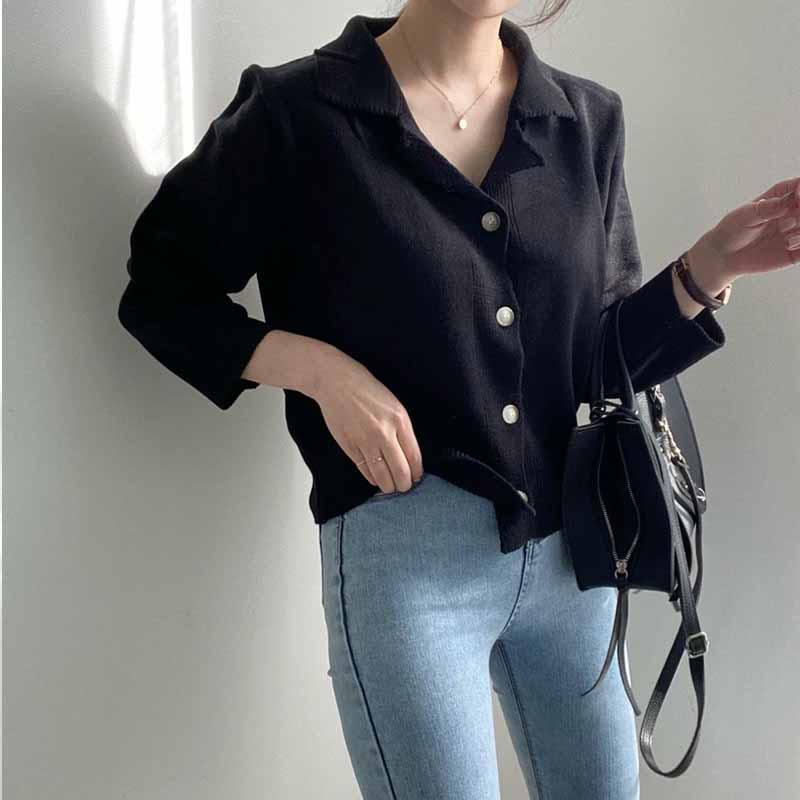 Áo khoác cardigan dệt kim tay dài thiết kế thanh lịch 46105