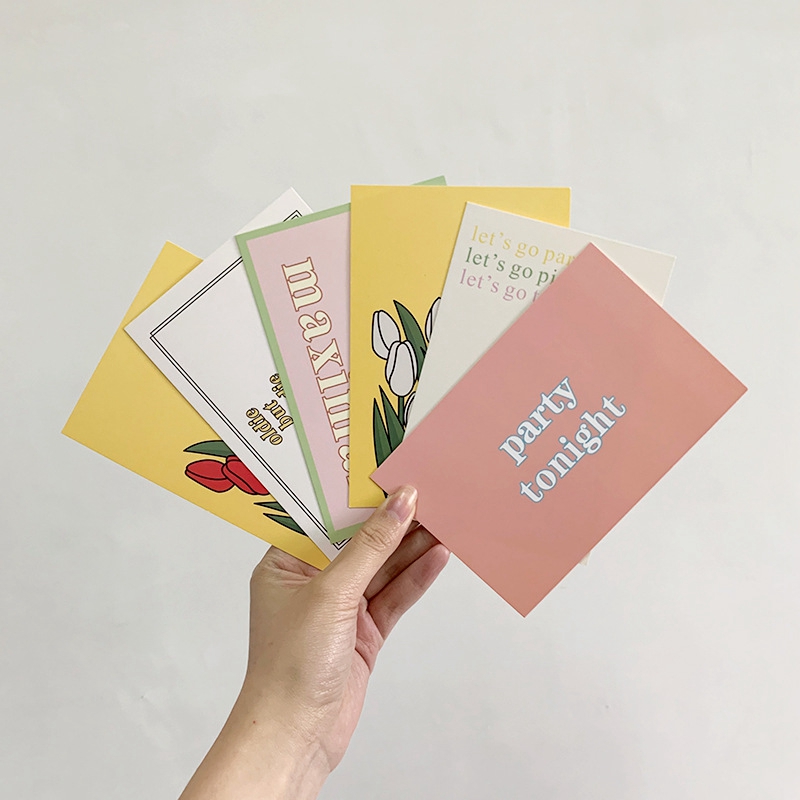 Bộ 13 tấm thẻ họa tiết hoa tulip hoạt hình/kiểu hình học dùng trang trí đẹp và sáng tạo