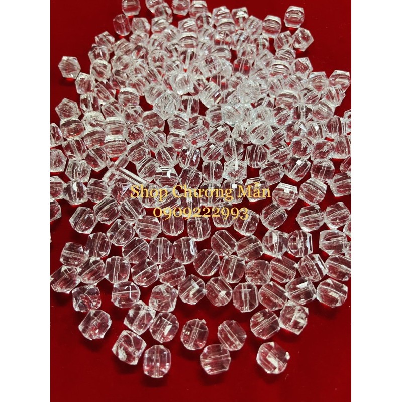 100G Chuỗi Hạt Góc Vuông 8mm Pha Lê Nhựa Giá Sỉ