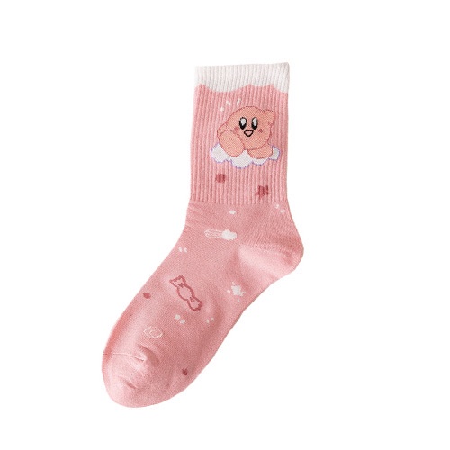 Đôi Vớ Thể Thao Thu Đông Dài Trung Bình Màu Hồng In Hình Gấu Hoạt Hình Dễ Thương Chống Rơi Cho Nữ Sinh