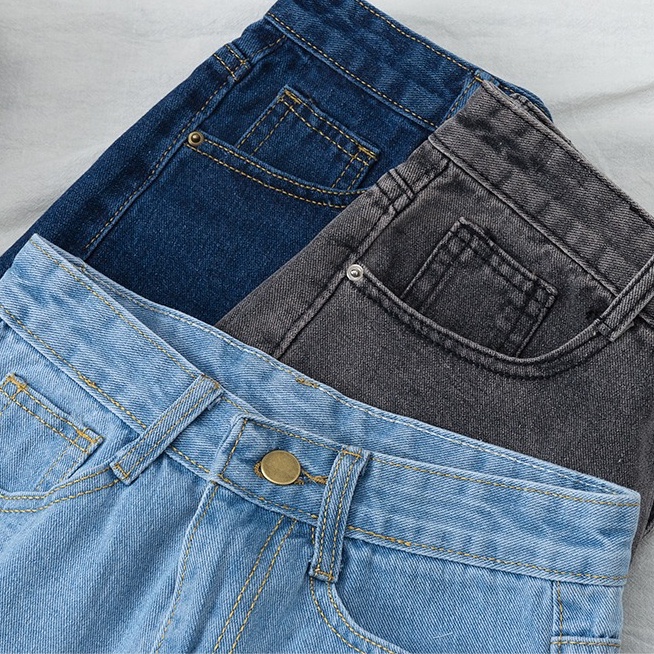 SUXI Quần Short Jeans Lưng Cao Ống Rộng Thời Trang Cho Nữ