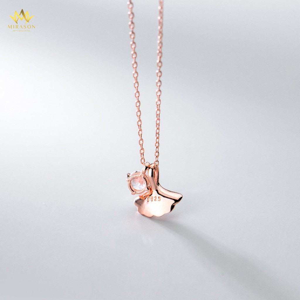 Dây Chuyền Bạc Nữ MIRASON Lá Rẻ Quạt Mix Hạt Tròn Đá Sáng Lấp Lánh MDC057 - Vòng Cổ Nữ Bạc 925 Cao Cấp