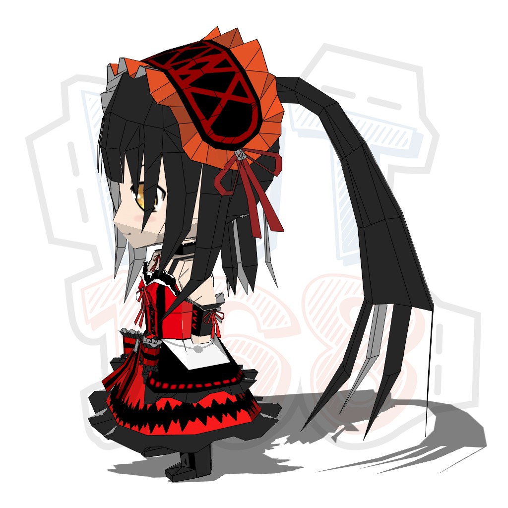 Mô hình giấy Anime Game Chibi cute Tokisaki Kurumi - Date A Live