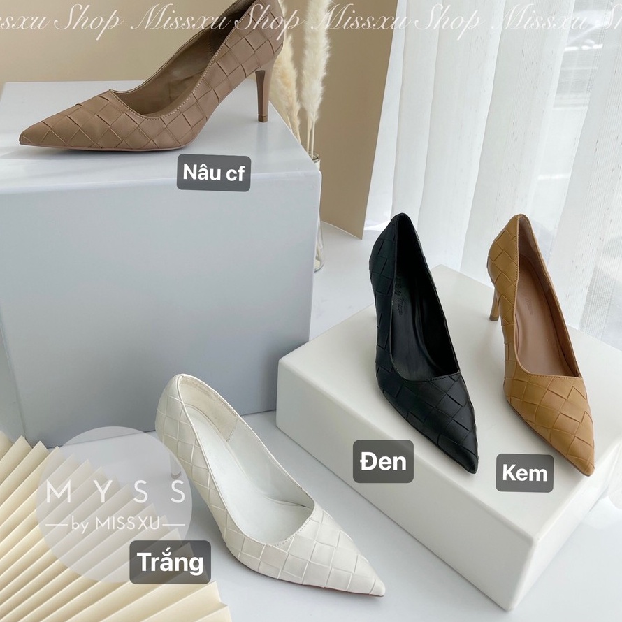 Giày nữ mũi nhọn vân ô 7 cm thời trang MYSS - CG189