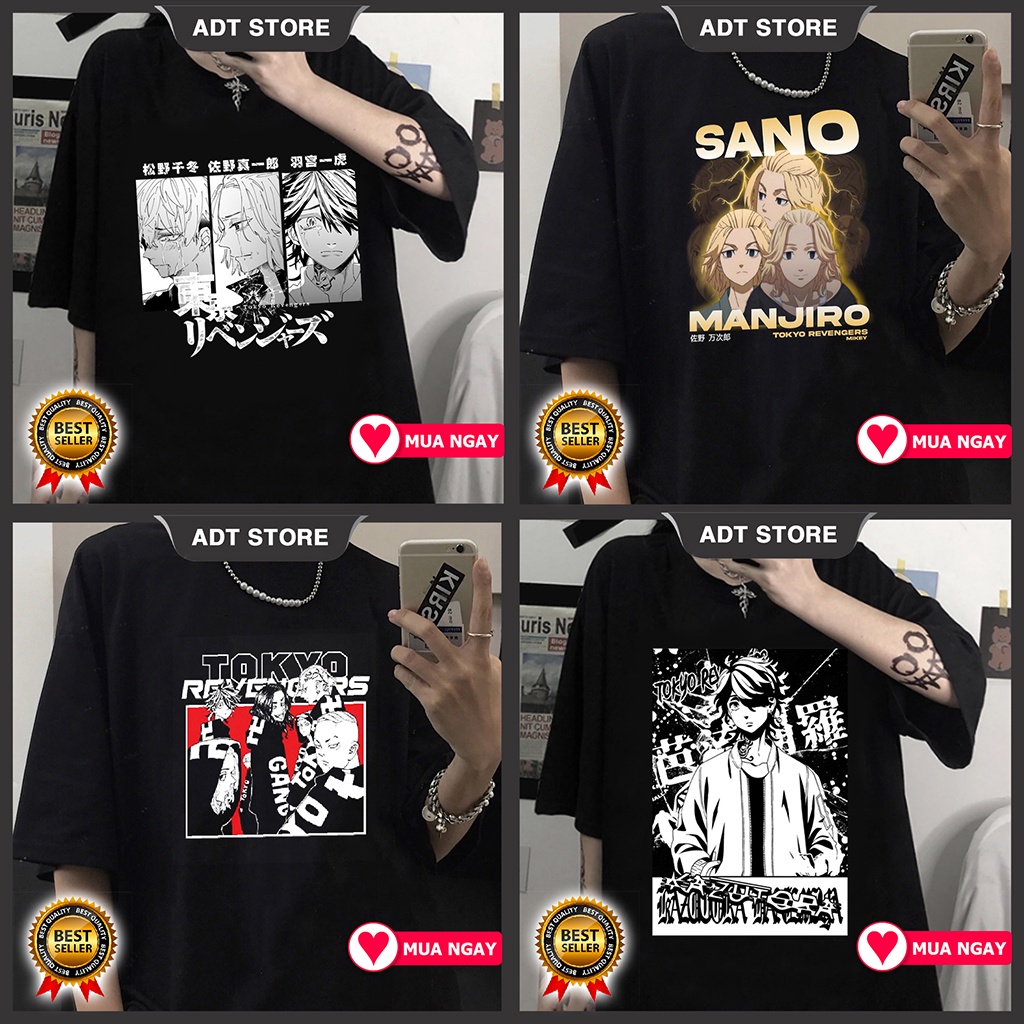 4 Mẫu Áo Phông Tokyo Revengers Harajuku Anime Hanemiya Kazutora Matsuno Chifuyu Sano Manjiro Mikey cực chất giá rẻ