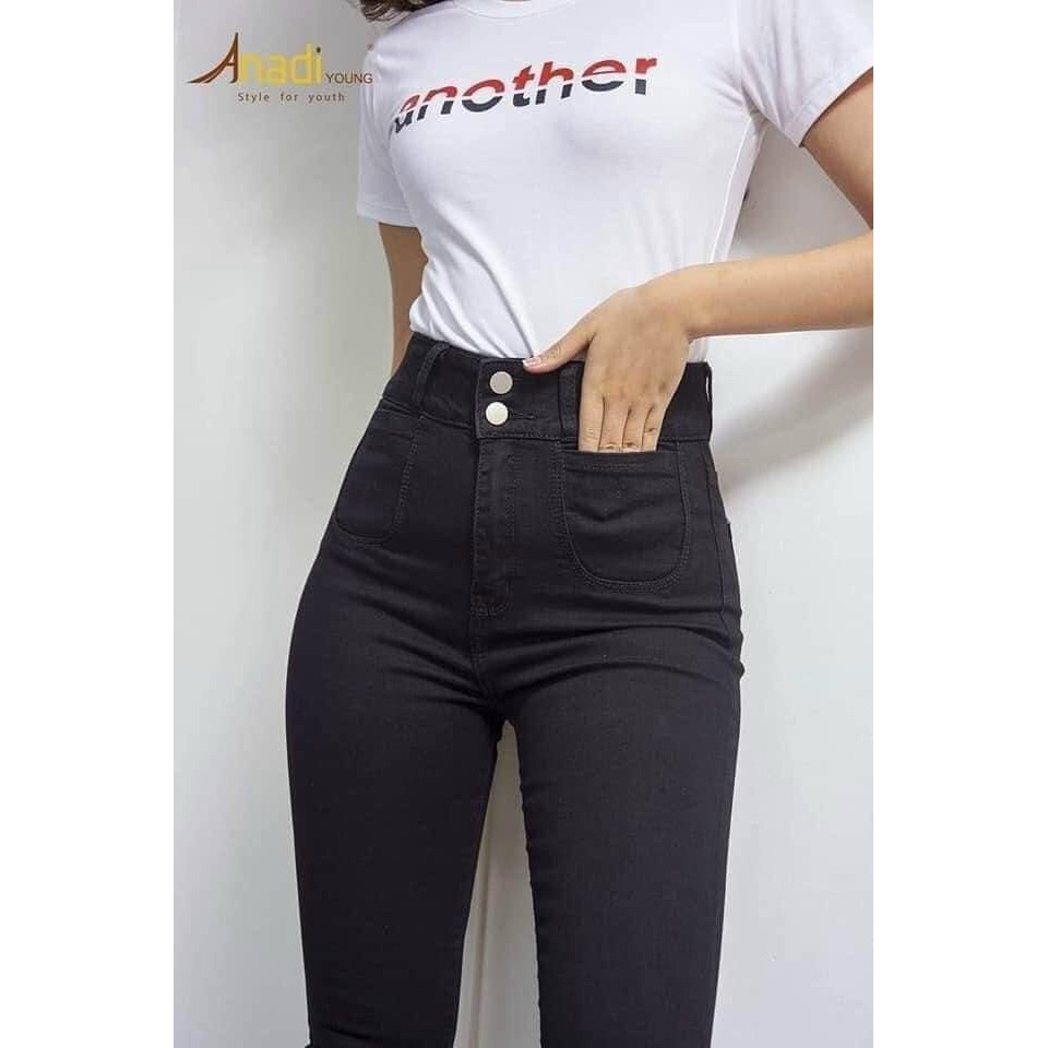 Quần Jean Nữ Lưng Cao ❤️FREESHIP❤️ Quần Bò Nữ Đen Trơn Ôm Dáng Xinh Xắn Thời Trang Chuẩn Hàng Shop A-T Fashion - QJNU31