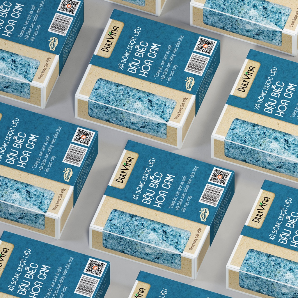 Xà bông Dược liệu DuliVina Đậu Biếc Hoa Cam Làm Sạch Sâu, Tăng Sinh Collagen, Độ Đàn Hồi Của Da 100g