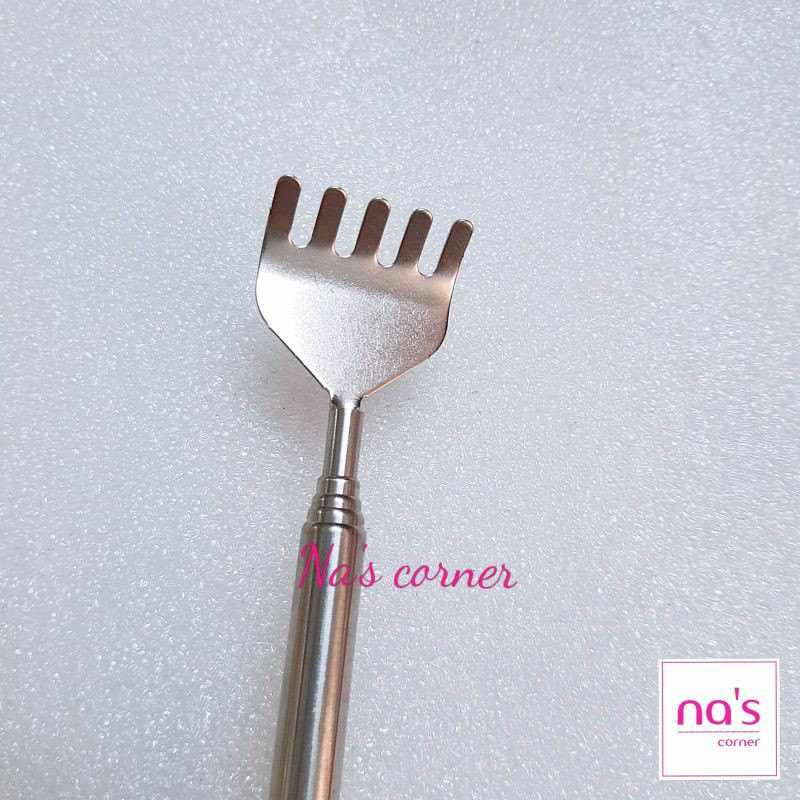 Cây gãi lưng inox bàn tay gãi ngứa có tăng giảm điều chỉnh độ dài có móc treo tiện dụng bền tốt