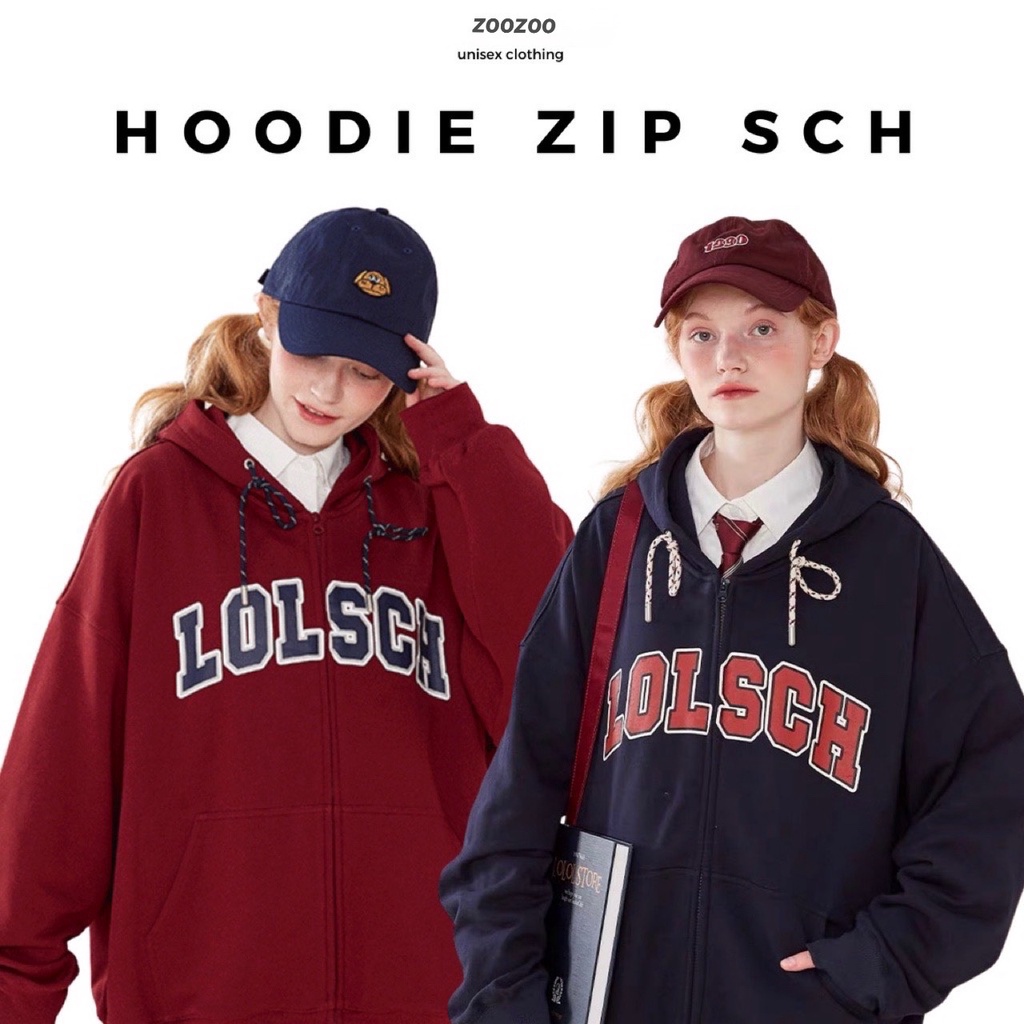 Áo Khoác Nỉ Bông SCH Hoodie Zip form rộng Unisex Nam Nữ (Ảnh Thật/Có Sẵn) ZoZo
