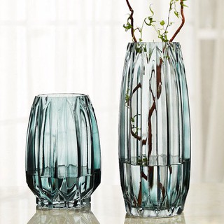 Lọ hoa thuỷ tinh trang trí Maydecor bình hoa kiểu dáng sọc dọc LH060
