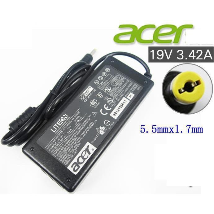 Bộ sạc pin ZIN cho Laptop Acer 19V 3.42A (Kích thước đầu cắm 5.5x1.7mm)