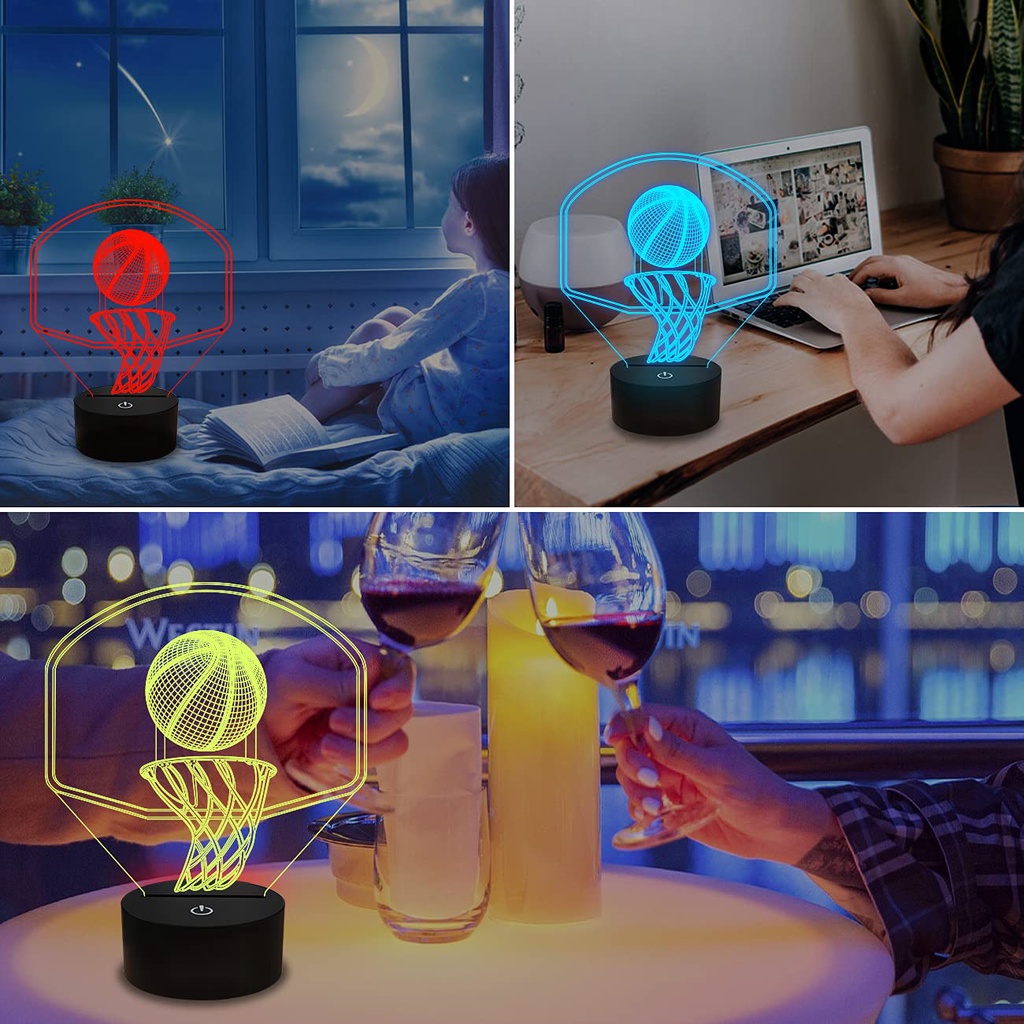 Đèn Led Mô Hình Bóng Rổ Đèn Led 16 Màu, Đèn Ngủ Led 3d, Cảm Ứng , Điều Khiển Từ Xa