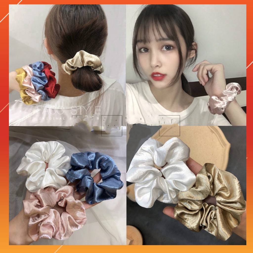 Dây buộc tóc Scrunchies &lt;3 FREESHIP &lt;3 Dây cột tóc Scrunchies siêu nhiều màu dễ thương
