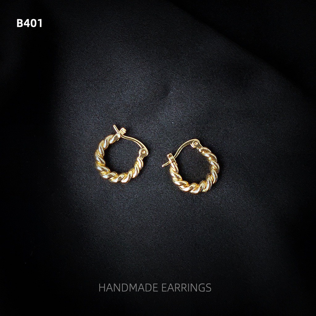 Bện xoắn với khuyên tròn B401 xinh mạ 925 cao cấp