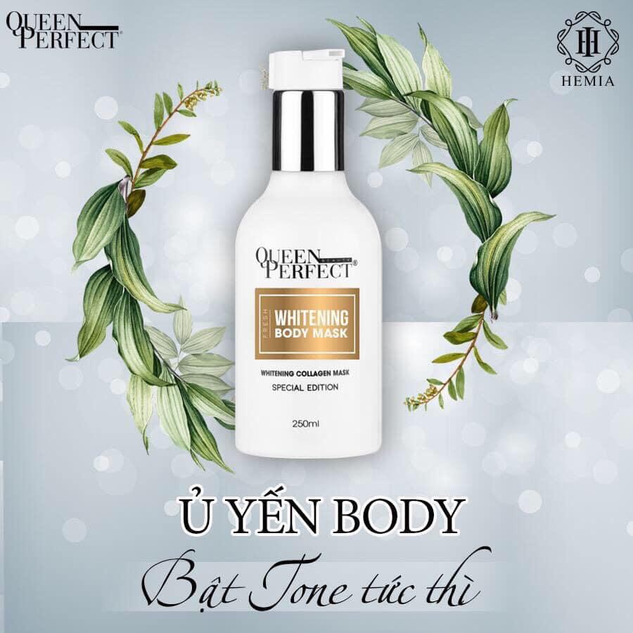 Tắm trắng yến tươi body Queen Perfect dưỡng trắng, mờ thâm, an toàn cho da, không bắt nắng 250ml