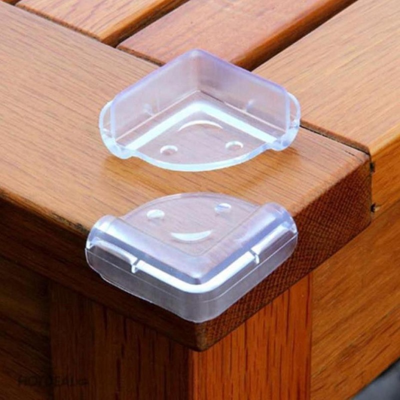 Combo 4 Miếng Silicon Trong Suốt Bọc Góc Và Cạnh Bàn Hình Góc Vuông Bảo Vệ An Toàn Cho Bé