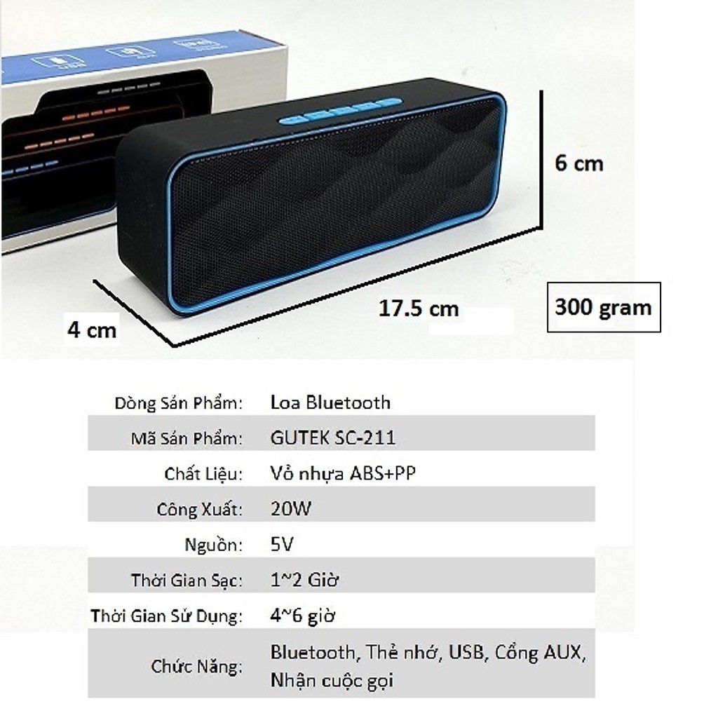 [Free Ship] Loa Bluetooth 211 Hỗ Trợ Thẻ Nhớ - Đài FM - USB, Chất Âm Trong - Bass Trầm Sâu Lắng Nghe Nhạc Cực Hay