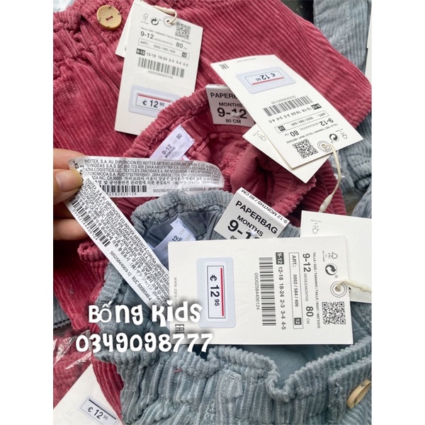 Chân Váy Nhung Bé Gái Paperbag ZR