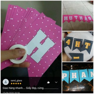 [ Hình Thật - Nhắn shop chữ cần in nhé] Chữ Cái Giấy Ghép tên có dây treo