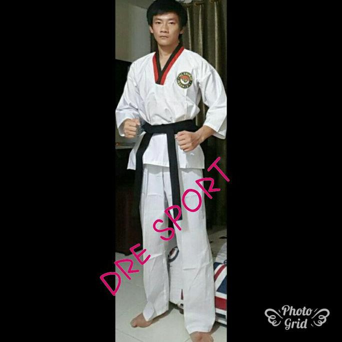 Bộ Đồ Tập Võ Taekwondo Cổ Đỏ Đen Cho Bé