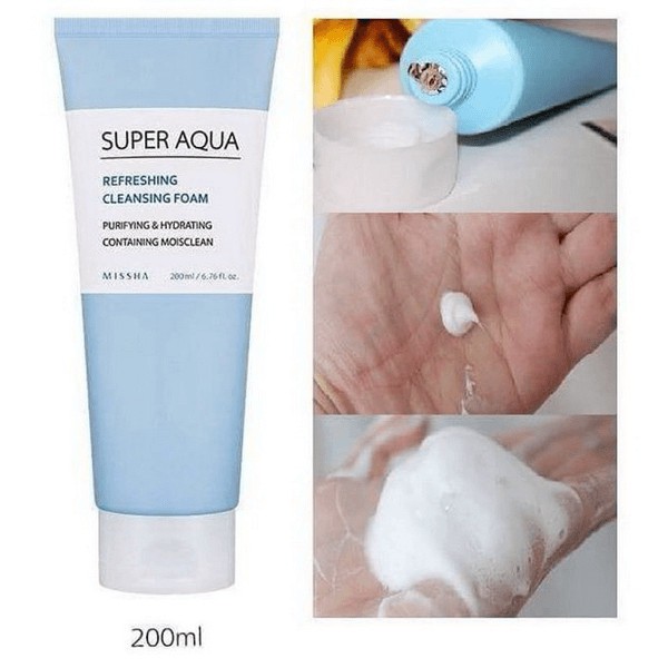 (#missha) Sữa Rửa Mặt dưỡng ẩm làm sáng da Missha Super Aqua Ultra Hyalon Foaming Cleanser 200ml