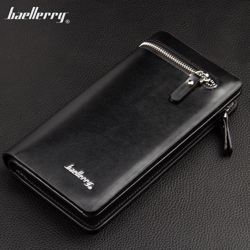 Ví Da PU Dài Đựng Điện Thoại Và Thẻ Có Khóa Kéo Thời Trang Cho Nam