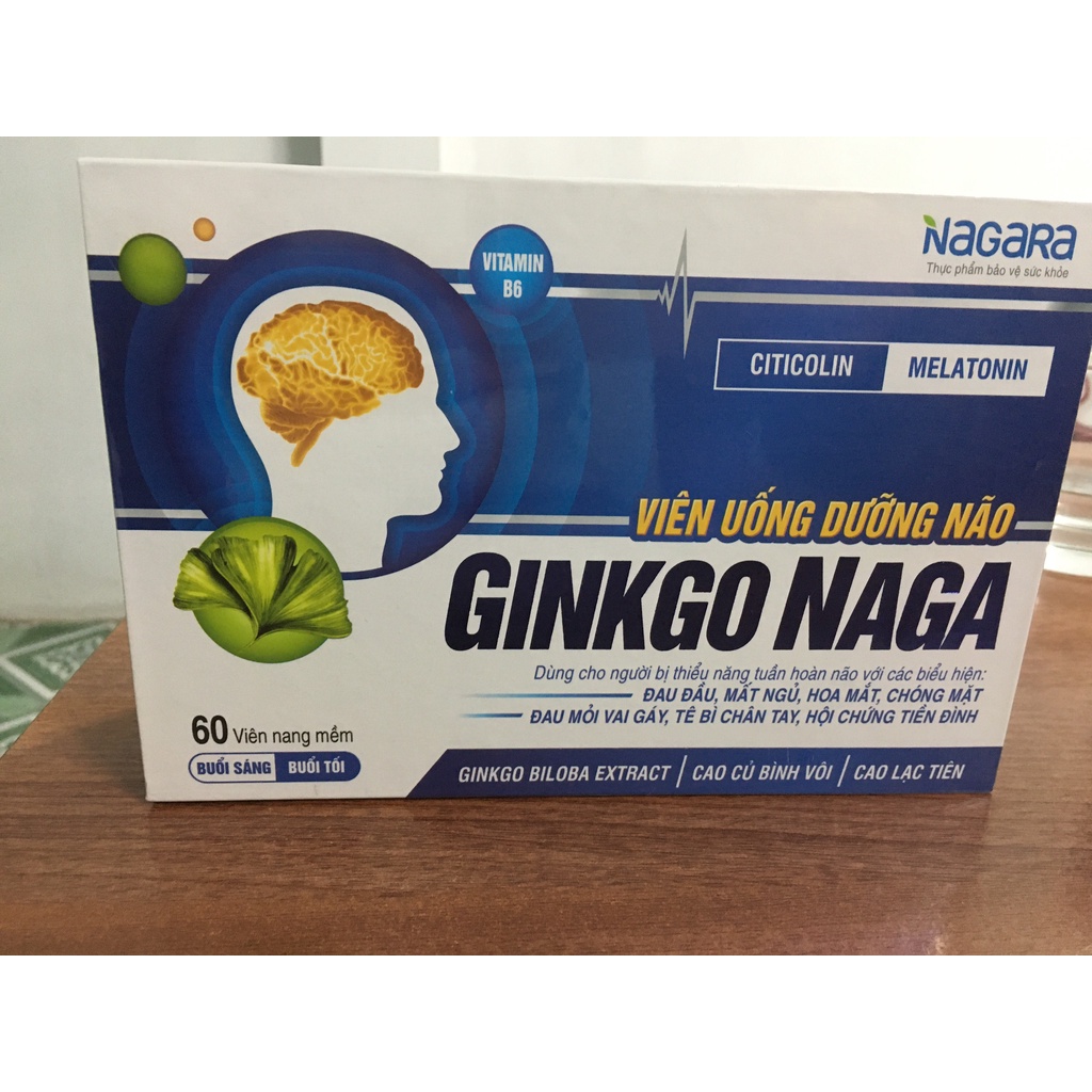 Ginkgo Naga -Tăng Cường Máu Lên Não, Giúp Làm Dịu Chứng Rối Loạn Tiền Đình. Hộp 60 viên
