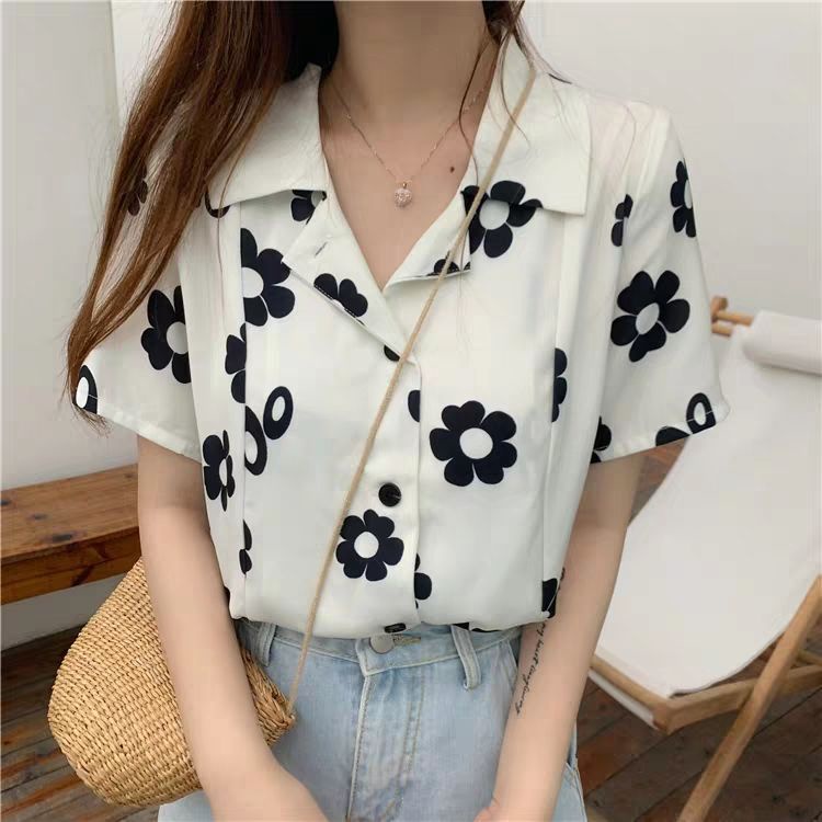 Áo sơ mi nữ mới retro, xuất xứ Quảng Châu phong cách phương tây ngắn tay, áo sơ mi phối đồ kiểu Hồng Kông