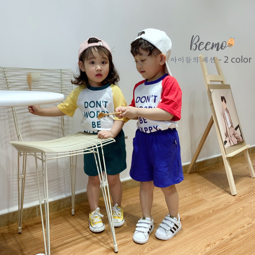 Set bộ bé trai/gái Beemo, Chất liệu cotton, họa tiết Dont Worry B047