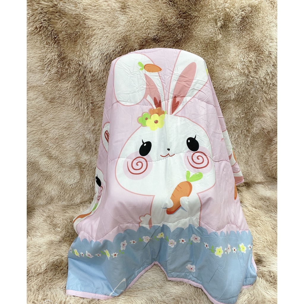 CHĂN COTTON TRẺ CON cho bé đi học nhẹ mềm hình siêu xinh kt 1mx1m4